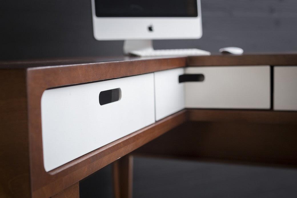 Corner Standing Desk // Fixed Height Corner Standing Desk with Drawers - ROMI DESIGN