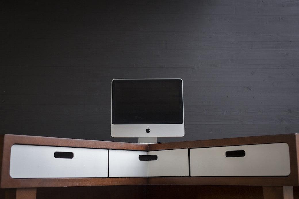 Corner Standing Desk // Fixed Height Corner Standing Desk with Drawers - ROMI DESIGN