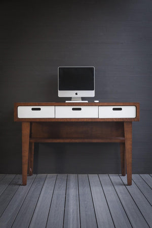 Standing Desk // Fixed Height Standing Desk with Drawers and Wooden Legs - ROMI DESIGN