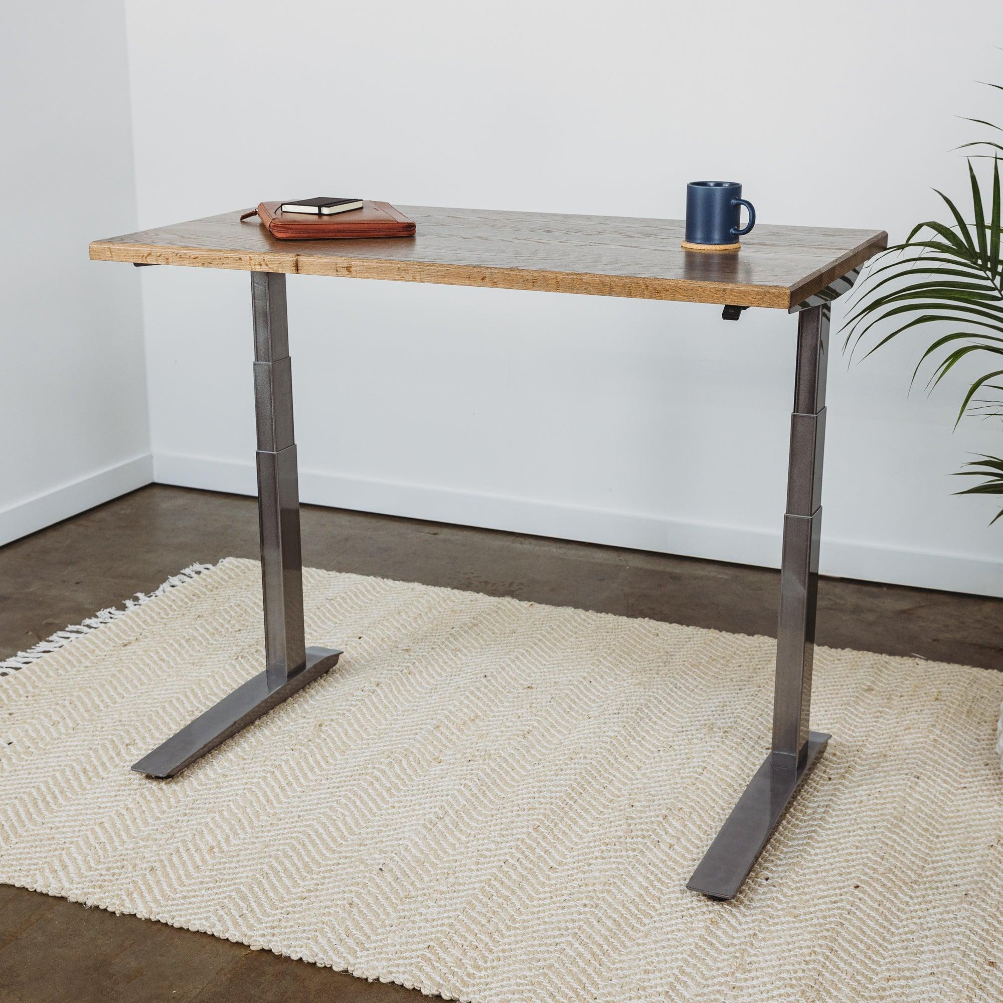Wood Slab desk with adjustable base
