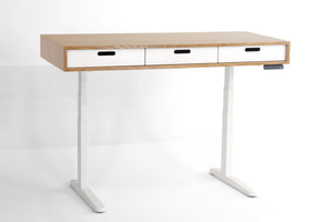The Evolve - Electric Adjustable Standing Desk - Midcentury Modern Office Desk - In Solid Quarter Sawn Oak