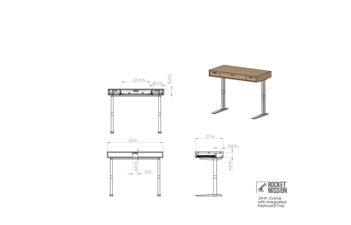 The Evolve // Height Adjustable Modern Standing Desk with Drawers featuring The Jarvis Electric Base - ROMI DESIGN