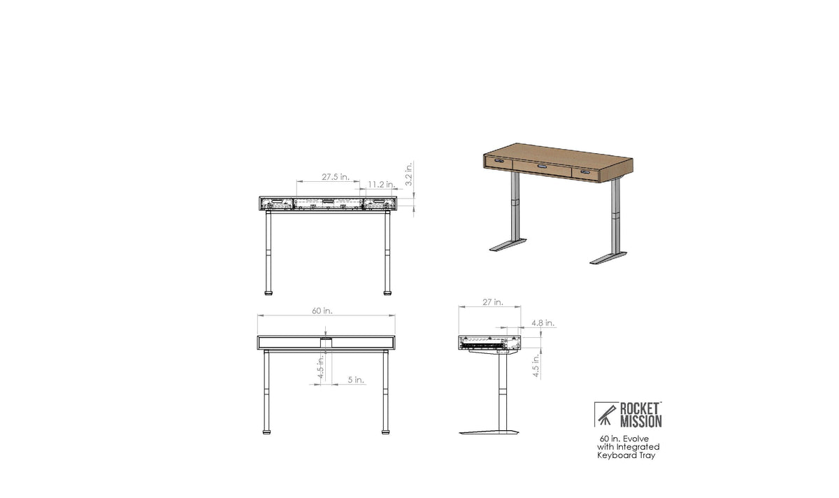 The Evolve // Height Adjustable Modern Standing Desk with Drawers featuring The Jarvis Electric Base - ROMI DESIGN