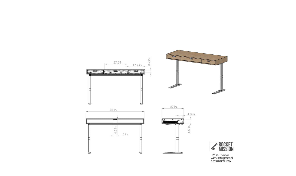 The Evolve // Height Adjustable Modern Standing Desk with Drawers featuring The Jarvis Electric Base - ROMI DESIGN