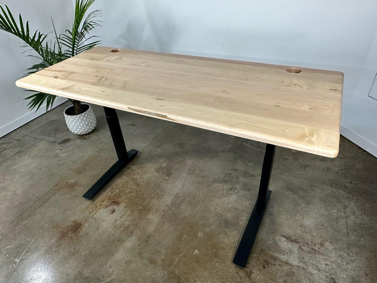 SALE // iMovR Lander Desktop - Natural Maple - 30"D x 71"W - Left & Right Grommets - ROMI DESIGN