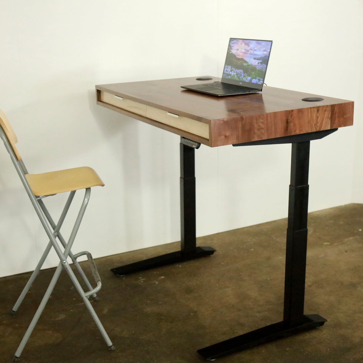 SLIM Standing Desk  Customize Your Modern Wood Desk With Drawers - ROMI  DESIGN