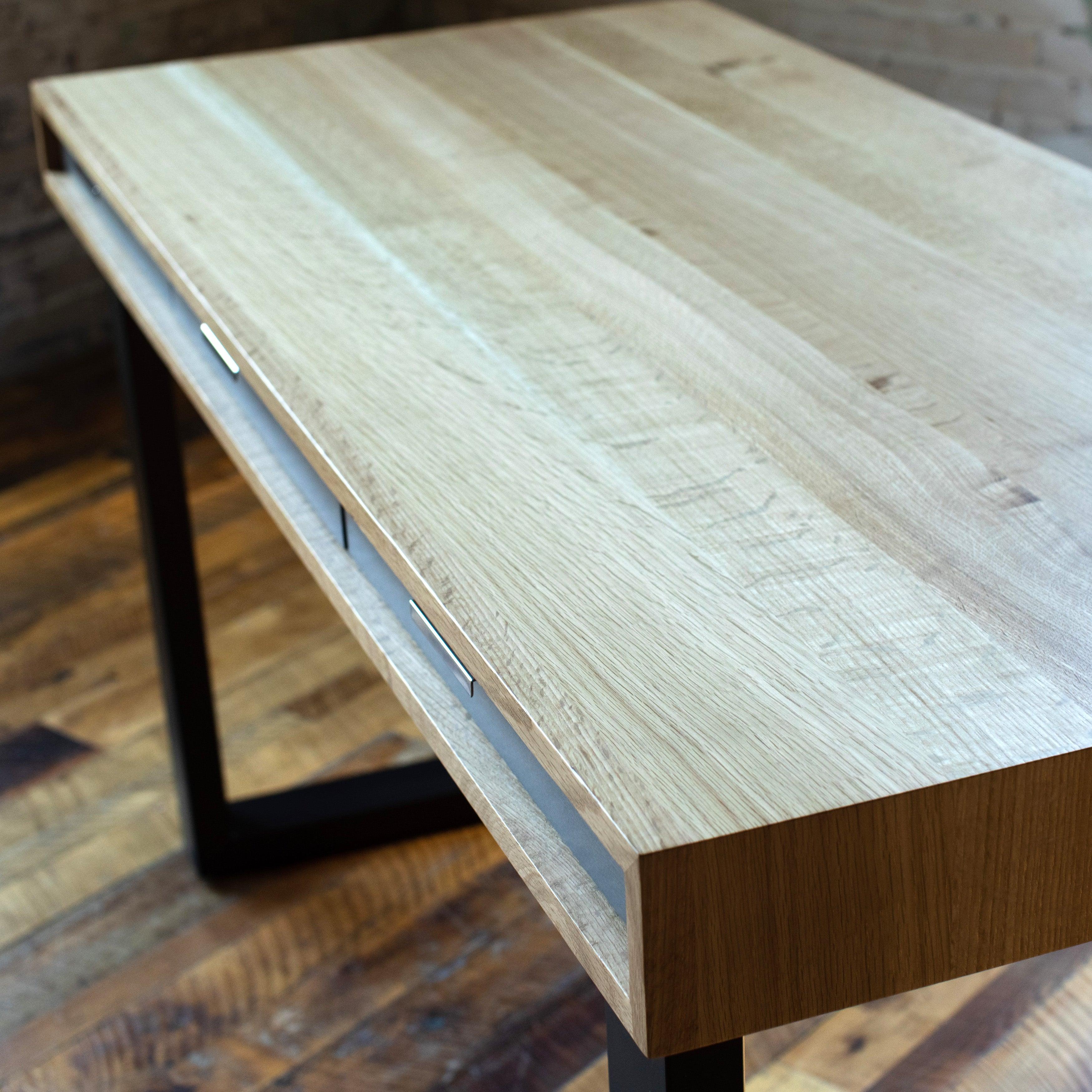 SLIM // Classic Modern Solid Wood Desk with Drawers // Fixed Height or Adjustable Height Desk Base Options - ROMI DESIGN