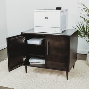 Printer Cabinet // Solid Wood Storage Cabinet for Printer with Paper & Toner Storage - ROMI DESIGN