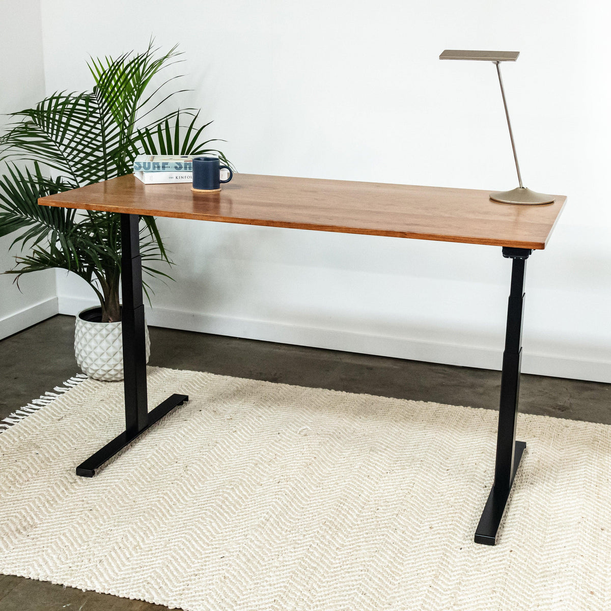 THE RESPONSE DESK // Wood Standing Desk with Easy Assembly Desk Base - ROMI DESIGN