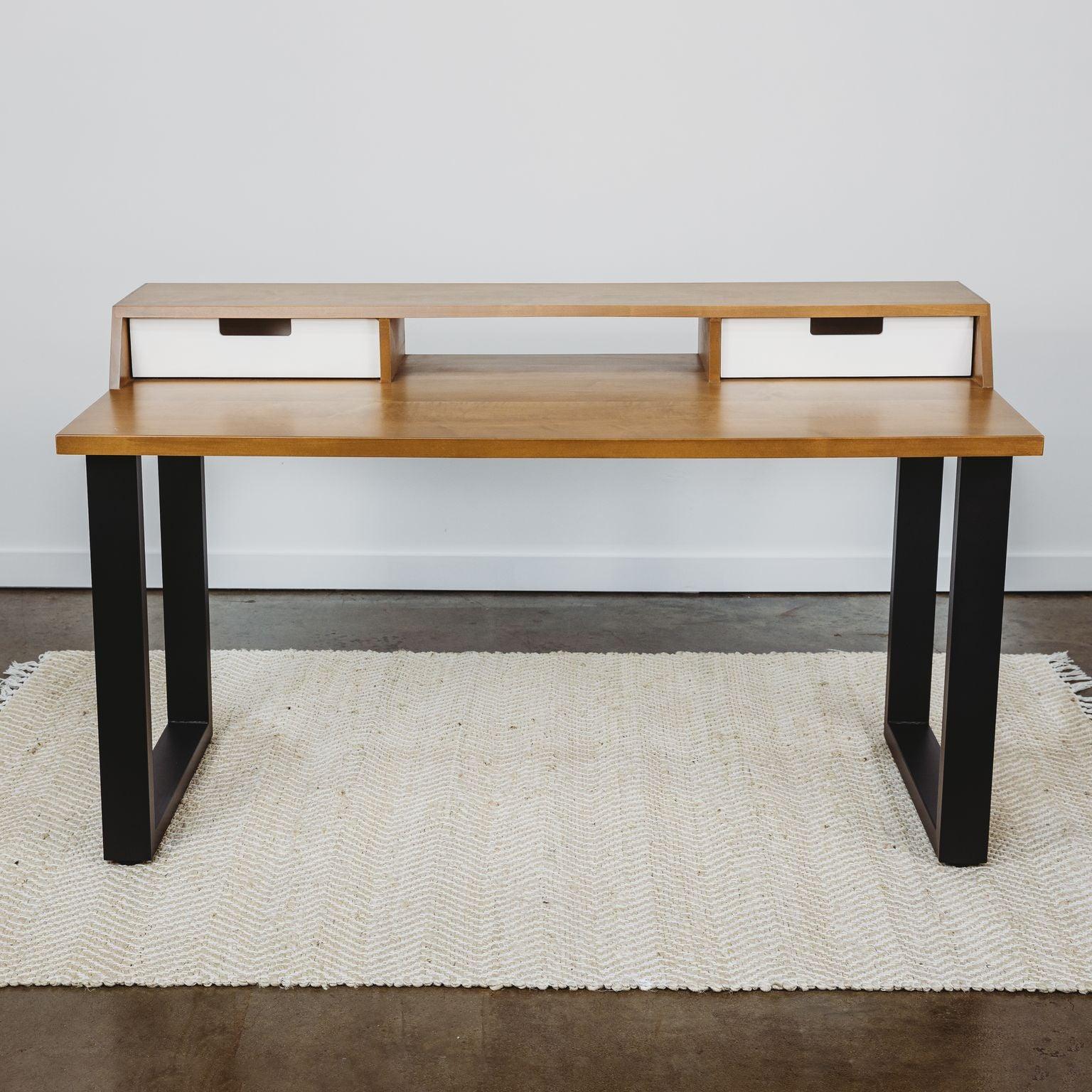 SALE // ALBRIGHT DESK - 60 - BLONDE STAINED MAPLE - WHITE PAINT ACCENTS - ROMI DESIGN