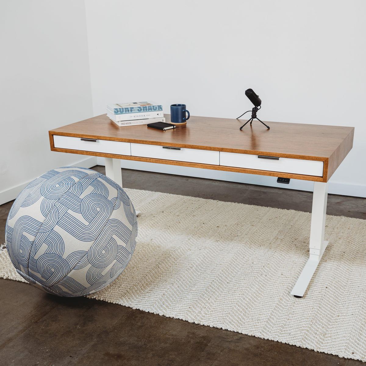 SALE // SLIM DESK - 60" - CLASSIC CHERRY - WHITE PAINT - ROMI DESIGN