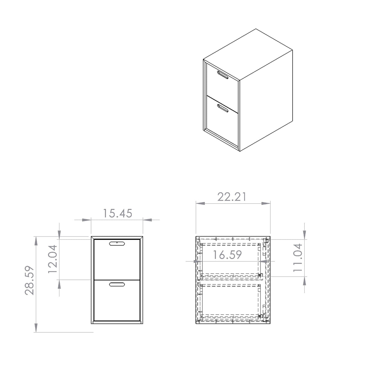 FILE // Modern Solid Wood File Cabinet Storage with Wheels for the Evolve Desk - ROMI DESIGN